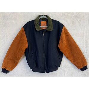 VTG Golden Bear Wool Leather Varsity Bomber Jacket Mens M USA Football Letterman